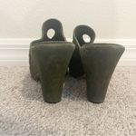 Frye Suede Clog Womens Green Sz 6 Ingrid Apron Leather Block High Heel Slip On Photo 2