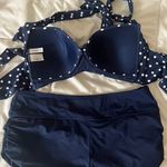Liz Claiborne Polka Dot Bow Bandeau Bikini Top and Bottoms Photo 1