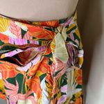 Aerie Mini Wrap Skirt Womens Small Tropical Linen Blend Ruffle Tie Floral Yellow Photo 4