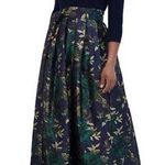 Jessica Howard Blue Green And Metallic Gold Pleated Formal Evening Gown Maxi Dress Photo 0