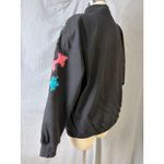 Vintage Gantos Hong Kong Puzzle Piece Appliqué Bomber Jacket 100% Cotton L Black Size M Photo 4