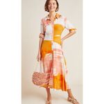 Anthropologie  Dolan Cora Orange Tie Dye Print Button Front Maxi Shirt Dress 6 Photo 2