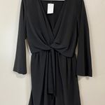 Topshop Women’s Tiffany Knot Long Bell Sleeve Mini Dress Black Size 8 NWT Photo 0