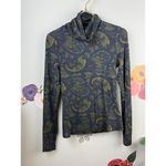 Evereve  Green Paisley Spandex Cowl Neck Top - Size - XS Photo 4