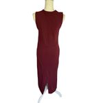 Mango MNG  Knot Front Sleeveless Midi Dress Maroon Size 6 Photo 2