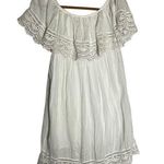 PilyQ NWOT White Off Shoulder Lace Ruffle Trim Mini Dress Coverup Size Med/Lrg Photo 0