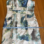 Banana Republic 100% Silk Scoop Neck Blue Green Watercolor Print Dress US 8 Photo 11
