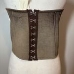 Pilcro Anthropologie corset sweater top Brown Strapless L Hook & Eye Closure Photo 5