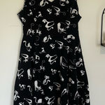 Eva Rose Black & White Retro Cat Print Fit & Flare Rockabilly Knee Length Dress Size XL Photo 0