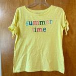 Talbots  Summer Time Crewneck T-Shirt Tee Embroidered Tie Cuff Sleeve PM Medium Photo 0