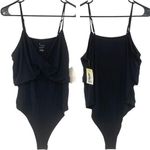 A New Day NEW Twist Front One Piece Bodysuit Size XL Black Stretch Lightweight Photo 0