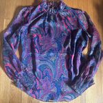 Ralph Lauren Lauren  High Neck Flowing Paisley Top, Size Medium, NWT Photo 1