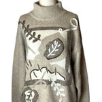 Santoria Beige Vintage Silk Angora Wool Blend Embroidered Turtleneck Sweater M Tan Size M Photo 0