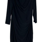 Ralph Lauren Lauren Black Label Dress Sheath Size 14 Jersey Ruched Waist V-Neck Photo 0