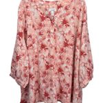 Orange & White Watercolor Floral 3/4 Sleeve Blouse Denim & Company Boho Size 3X Photo 0