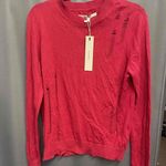 Hudson Red Distressed Detail Crew Neck Sweater Size Medium b57 Photo 3