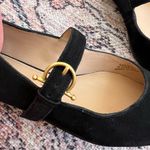 Boden Flat Buckle Mary Jane Ballet Flats Size 37 Suede Black Pointed Toe Shoes Photo 5