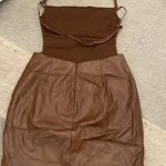 brown leather mini dress Photo 1