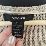 Style & Co Beige Open-Front Cardigan XL With Crochet Hem & Fringe Details Photo 2
