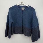 Illa Illa Blue Two Tone Chunky Knit Cropped Cardigan Sweater Size S/M Photo 0