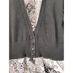 Y2K Layered 2 in 1 Button Up Floral Paisley Sweater Top Size L Preppy Retro Goth Black Size L Photo 3