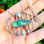 Handmade Abalone Shell Sterling Silver Art Deco  Necklace Photo 0
