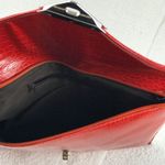 JustFab Shiny patent Red Snakeskin snap clutch Photo 5