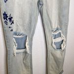 Old Navy  Floral Embroidered Boyfriend Straight Denim Distressed NWT Sz 12 Photo 1
