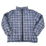 Daisy Street Blue Plaid Checkered Puffer Jacket Photo 4