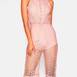 Alice McCALL Rouge pink Boogie Nights Cropped Metallic Crocheted Jumpsuit Size 0 Photo 0