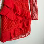 Sage & Paije Selfie Leslie bright red Aramis Long Sleeve Lace & Ruffle Dress Photo 2