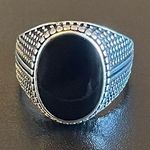 Casual black obsidian S925 silver ring size 8.75 Photo 0