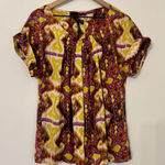Essentials by Milano Women's Satin Blouse Purple Yellow Size XL Photo 0