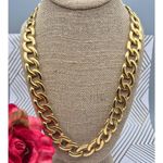 Vintage Napier Statement Chain Necklace Bold Classy Gold Tone Curb Link 24" Flat Photo 1
