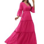 Faeriesty Swiss Dot Surplice Neck Flounce Sleeve Ruffle Hem Dress Photo 6