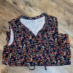 LOFT Floral Sleeveless Blouse Women's Size Small Navy Multicolor Print Photo 5
