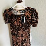 AFRM Jamie Print Open Back‎ Short Sleeve Dress, Brown/Black Animal, Small, NWT Black Photo 11