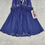 NWT Seven Til Midnight Blue Babydoll Lace Plunging Lingerie Top Navy Size L / XL Size L Photo 3