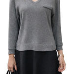 Sea New York Women's Long Sleeve V Neck Pullover Casual Cardigan Midi Dress Sz 2 Black Photo 0