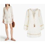 Tigerlily Gathered Embroidered Cotton-gauze Mini Dress Size 8 Photo 1