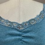 Energie Y2K 90s Blue Lace Trim Embellished Ribbed Fitted Tank Top Sz Large Photo 7
