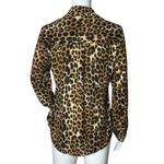 EXPRESS Shirt Womens XS Brown Black Cheetah Print Portofino Office Professional Photo 3