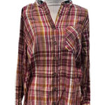 Mudd  Pink Plaid Button Down With Hoodie Size XL Photo 0