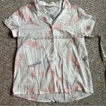 Women size large/12/42 Chalmers Elyse Pajama Set shorts button up top white pink Photo 1