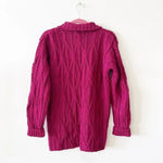 Aran Crafts Ireland Merino Wool Cable Knit Sweater Size Small Fuchsia Cardi NWT‎ Pink Photo 1