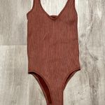 Aura Ribbed Burnt Orange Sleeveless Boho Bodysuit Photo 0