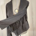 Shyanne NWT  Faux Suede Fringe Jacket Large Black Asymmetrical Western Cowgirl Photo 5