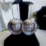Silver Lion Head with Greek Key Design Drop Earrings Photo 2