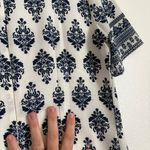 OVI Women’s  Venetian Boutique Dress Tunic Cream/Navy Print Size Medium Photo 5