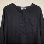 Everlane  The Popover Shirt Linen Long Sleeve Blouse Black Sz 4 Small Photo 3